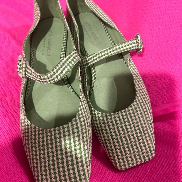 Jeffrey Campbell ( for Anthropologie) green/white checked Mary Jane’s . Size 8.5 - Picture 4 of 4